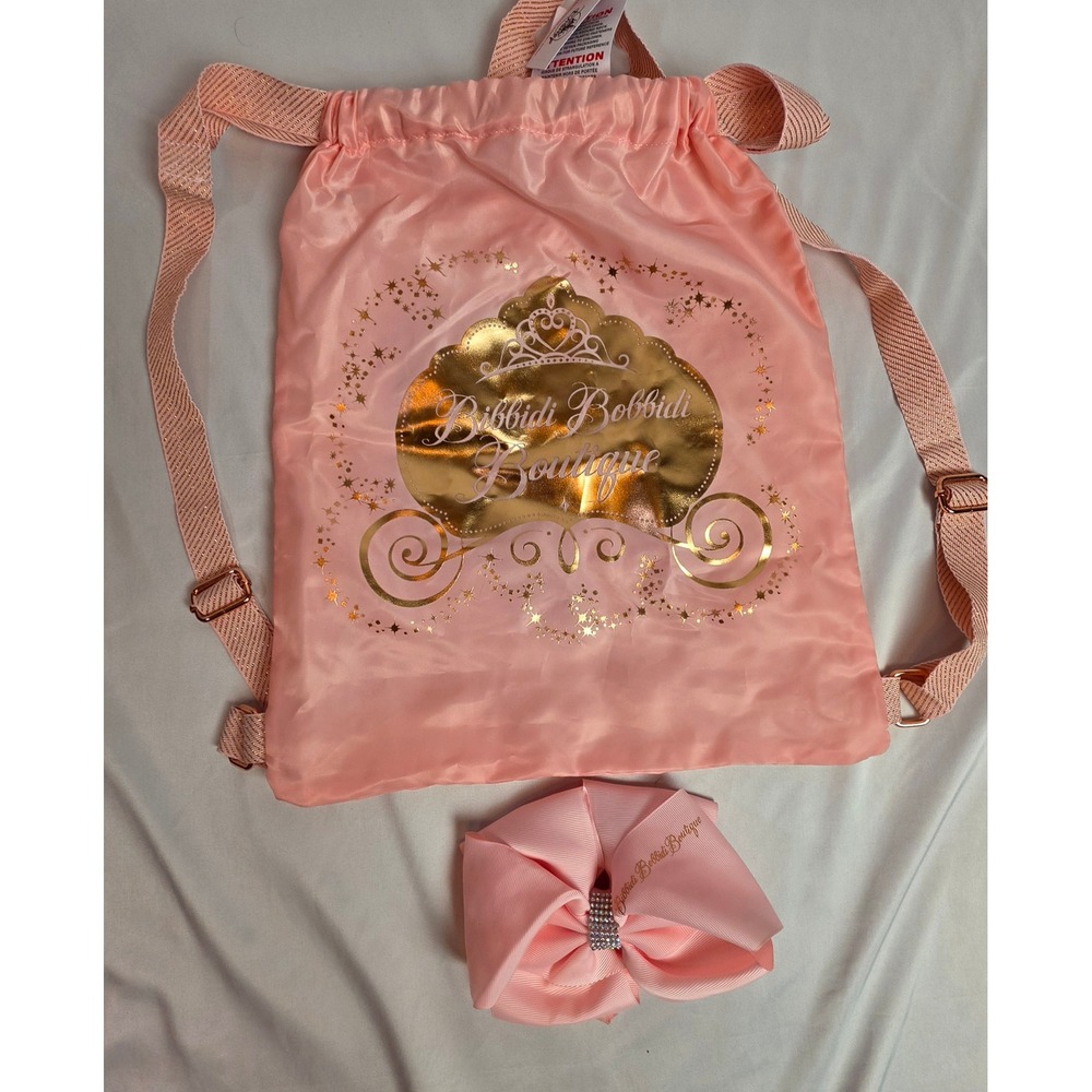 Disney Bibbidi Bobbidi Btq Pink Satin Drawstring Bag & Hair Bow Set Princess
